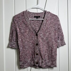Banana Republic Marled Cardigan Top Short Sleeve Size XS Red Dahlia Holidays